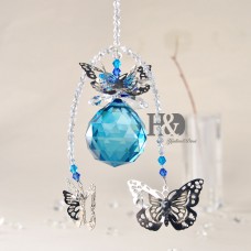 H&D Handmade Butterfly Crystal Ball Prism Pendant Hanging Suncatcher Home Decor   371273636344